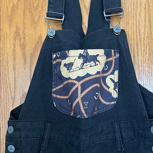 Black Overalls with Brown Graphic Side Panels - Picture 2 of 4